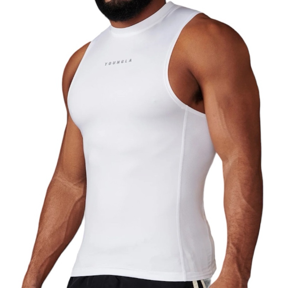 YoungLA Men's White Blitz Tank Top Sleeveless Gym Muscle Shirt Bodybuilding